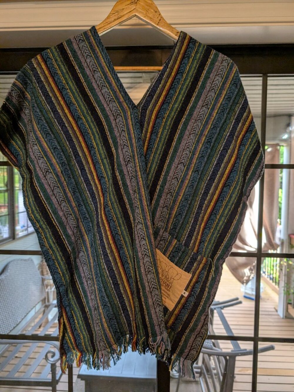 Elephant Jungle Sanctuary Women's Handmade Poncho Size M Thailand